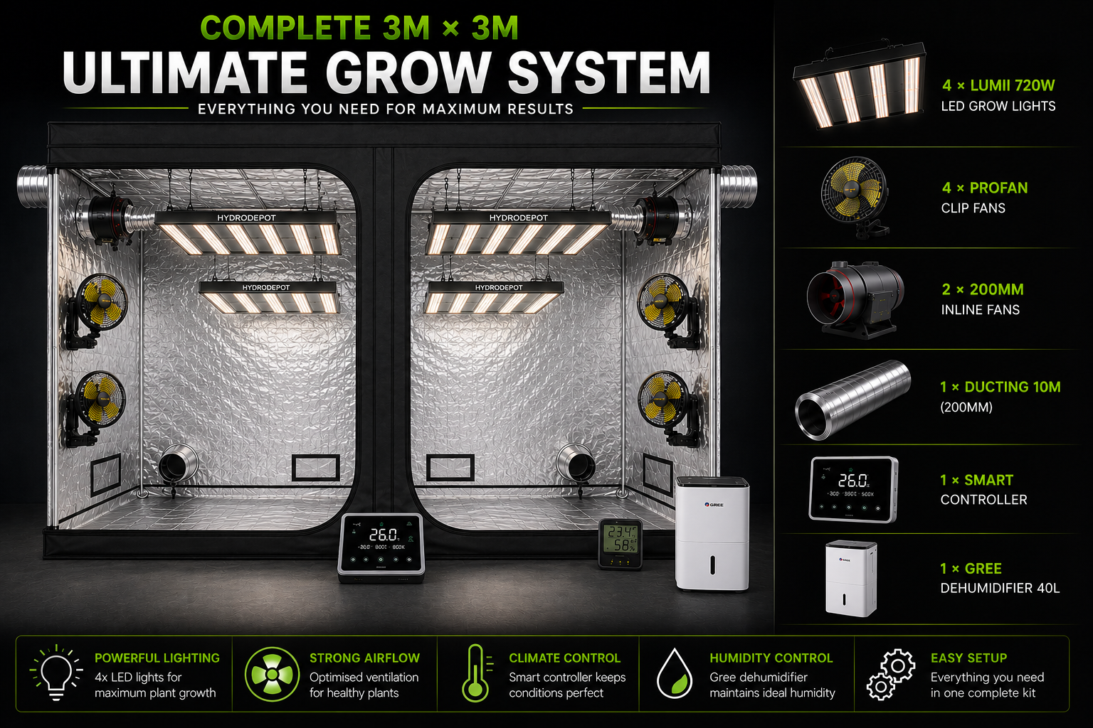 Complete 3m x 3m Ultimate Indoor Growing System – Homegro Depot