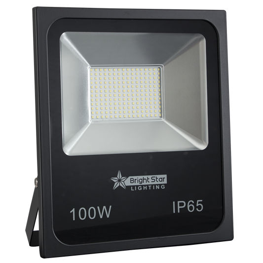 Bright Star 100W LED Floodlight – IP65, 6000K, Black Die-Cast Aluminum