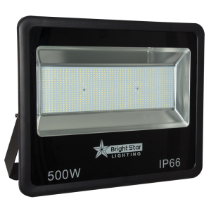 Bright Star 500W LED Floodlight – IP66, 6500K, Black Die-Cast Aluminum