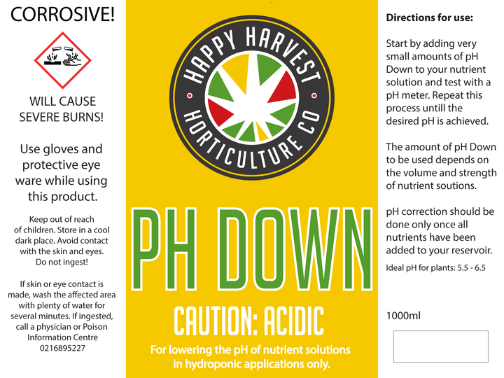 Happy Harvest - pH Down - Homegro Depot