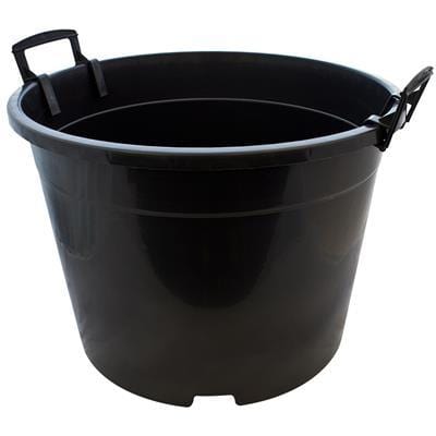 round black plastic pot
